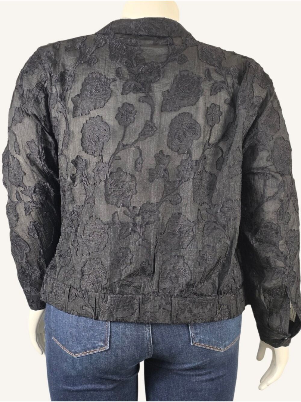 Torrid Modern Floral Jacquard Bomber Jacket Black 2X NWT - Picture 3 of 9